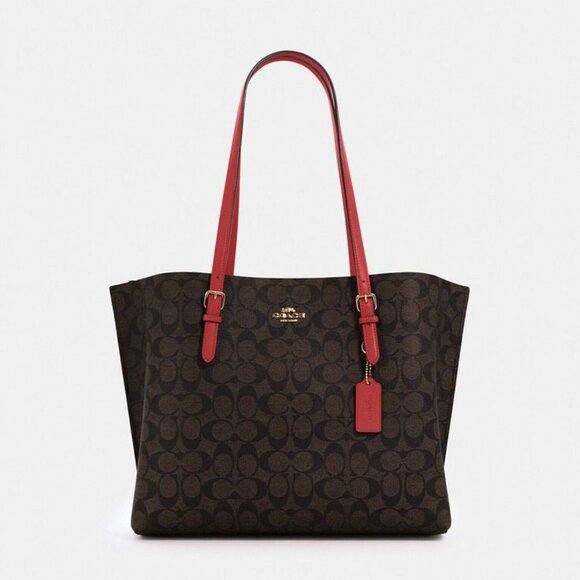 Coach Signature Canvas Mollie Gallery Tote Red/Gold - Picture 4 of 6